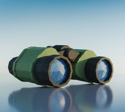 Fernglas vor blauem Hintergrund (KI-generiert)